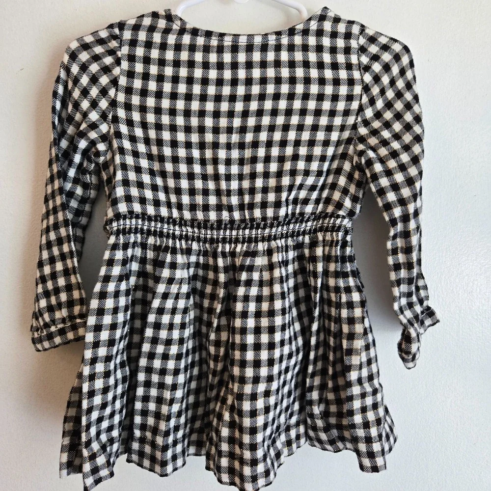 Cat & Jack Baby‎ Dress Black White Gingham Checkered Peter Pan Collar 18 Months
